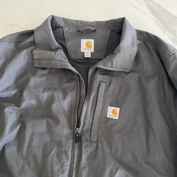 Carhartt Gray Duck Canvas Jacket Mens Size 2XL Lined Full Zip Work Coat EUC - Picture 2 of 15